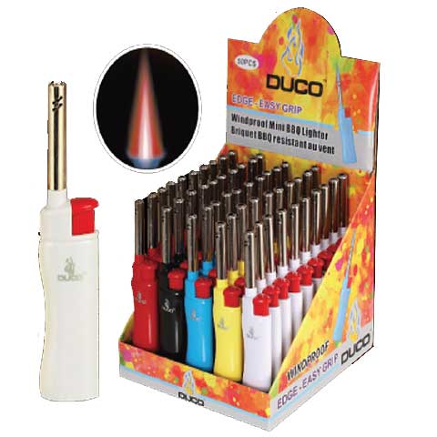 Présentoir de 50-Mini briquets BBQ -à l'épreuve du vent - couleurs assorties