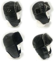 A.D.S .- Chapeaux en cuir avec oreillettes -cuir et fausse-fourure - assortiment de 4 /  