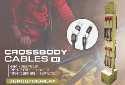 PRÉSENTOIR DE CÂBLES BANDOULIÈRES CHARGEURS 100W – TOUGH CROSSBODY